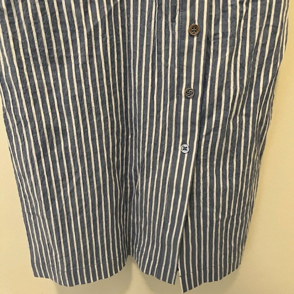 White House Black Market Blue Stripe Shirt Dress Size 2 NWT Button Front Summer - Picture 6 of 15
